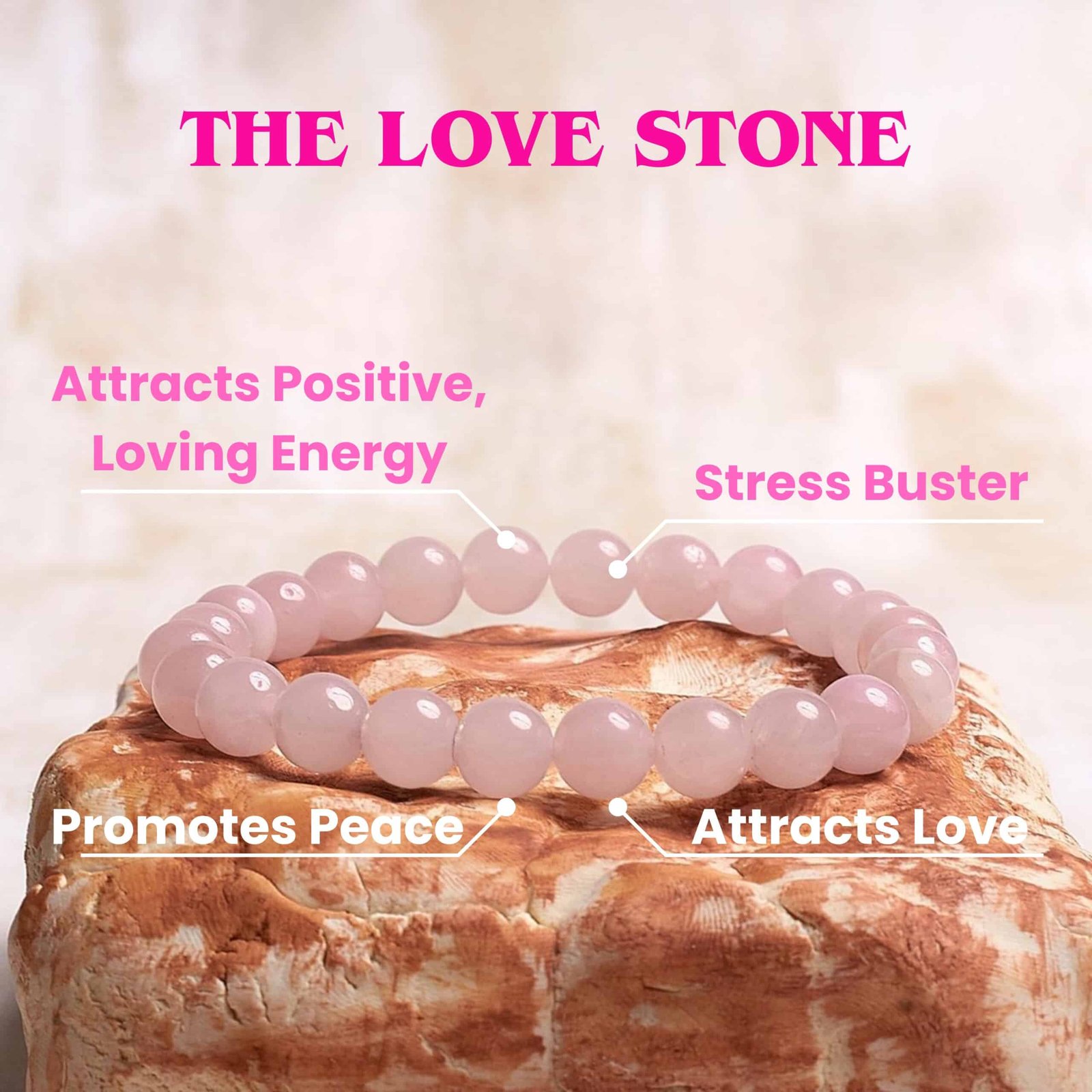 Natural Rose Quartz Bracelet for Love, Emotional Healing & Calmness - Image 4