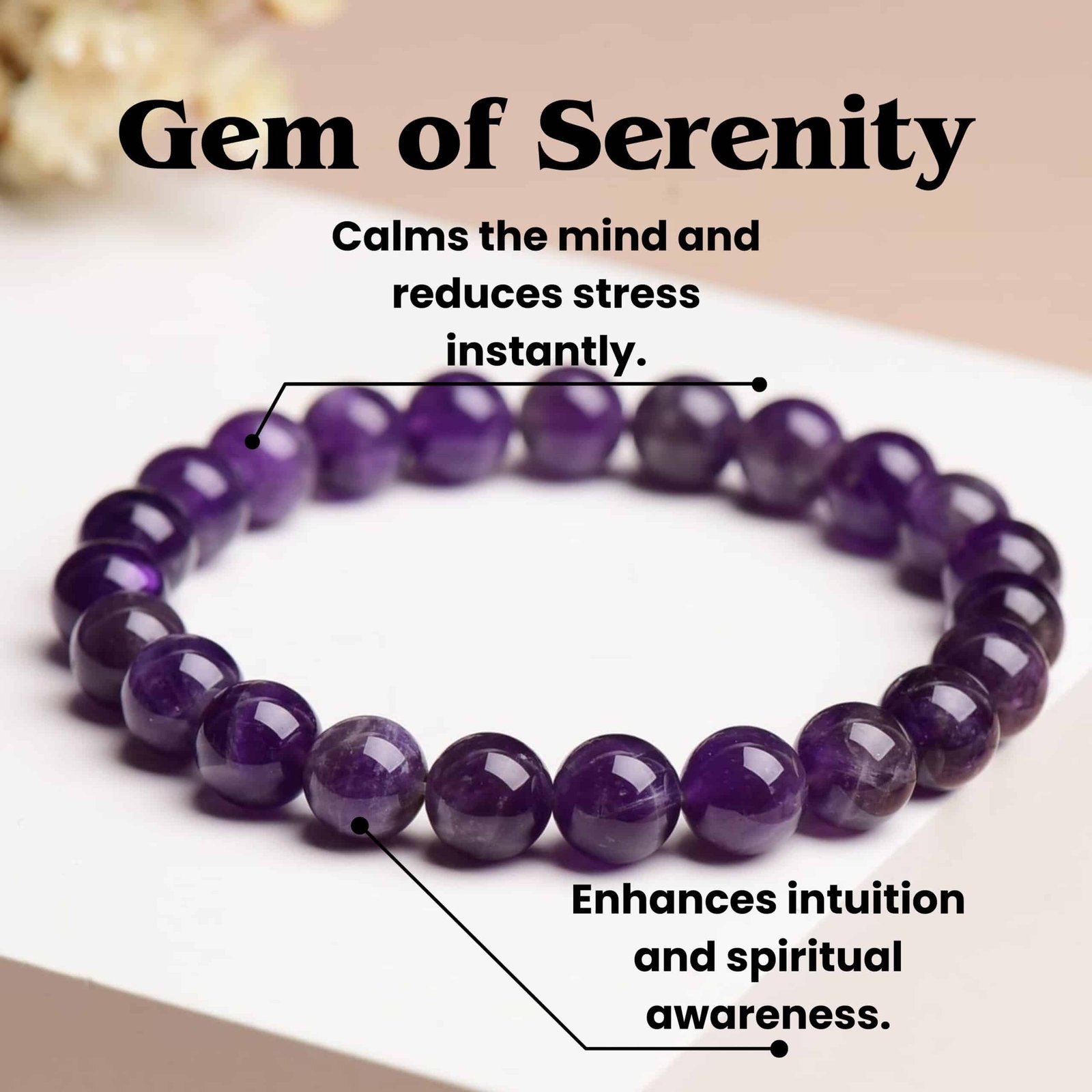 Amethyst Bracelet – Natural Crystal Bracelet for Peace, Protection & Spiritual Growth - Image 2