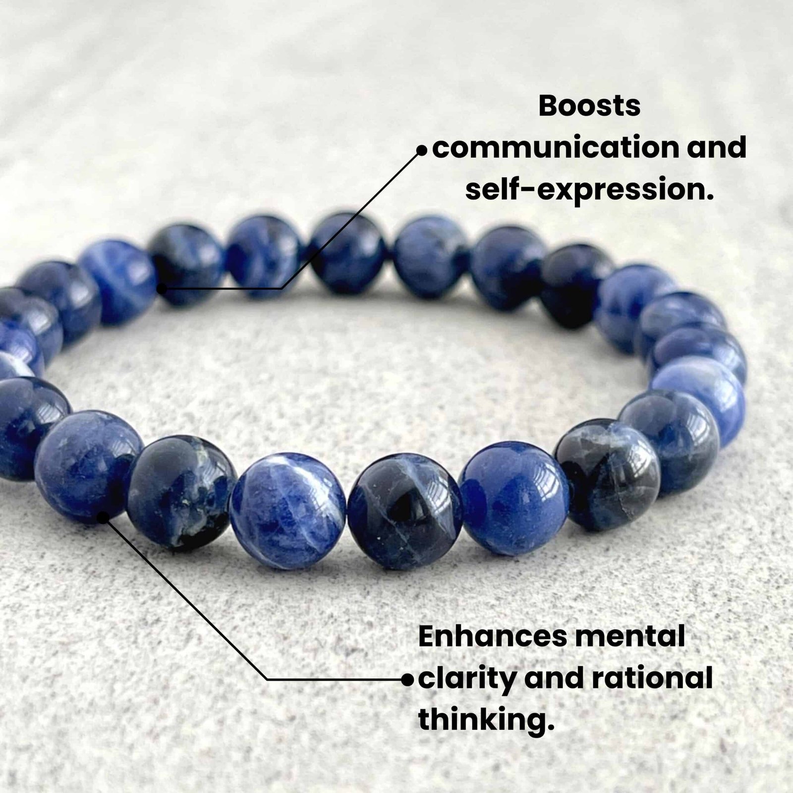 Natural Sodalite Bracelet for Intuition, Mental Clarity & Emotional Balance - Image 5