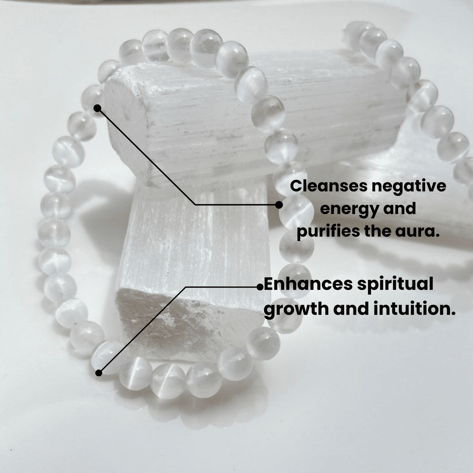 Natural Selenite Bracelet for Cleansing, Clarity & Spiritual Growth - Image 2