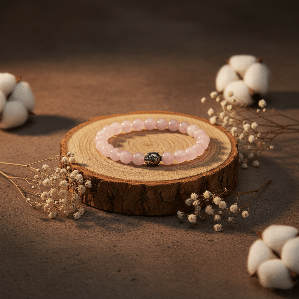 Natural Rose Quartz Bracelet for Love, Emotional Healing & Calmness - Image 3